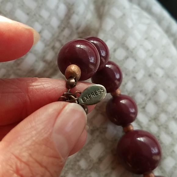 Express Large Beaded Boho Statement '70s Necklace - Picture 2 of 3